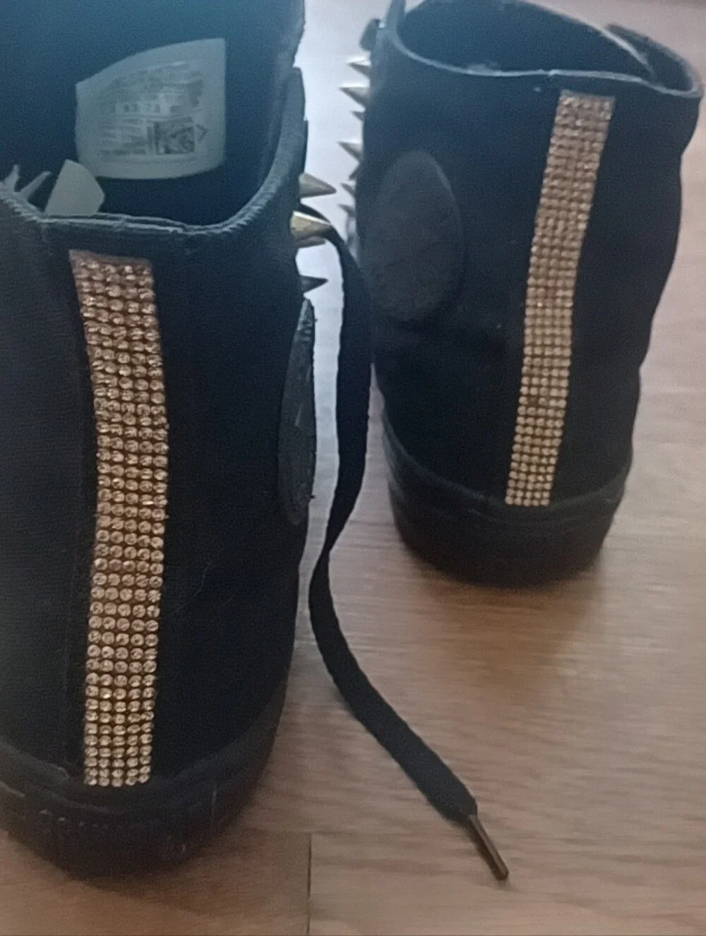Converse Black High-Top Sneakers with Leopard Print and Gold Accents - Picture 16 of 16